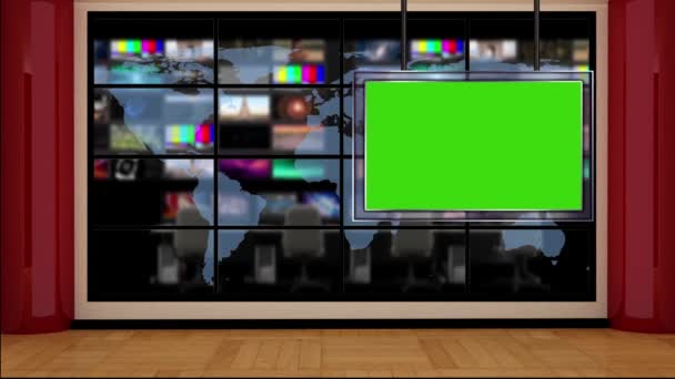 Virtual News Studio Set Schermo Verde — Video Stock