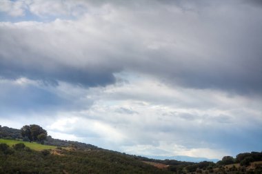 Montes de Toledo 'da manzara, Castilla La Mancha, İspanya.