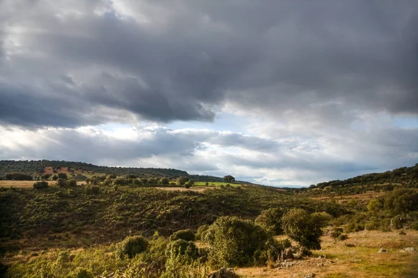 Montes de Toledo 'da manzara, Castilla La Mancha, İspanya.
