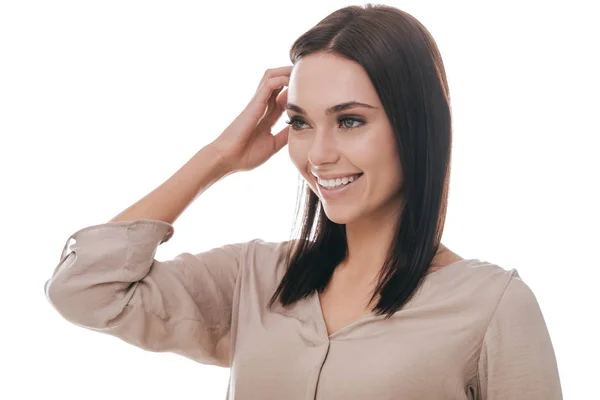 Happy beautiful brunette woman — Stock Photo, Image