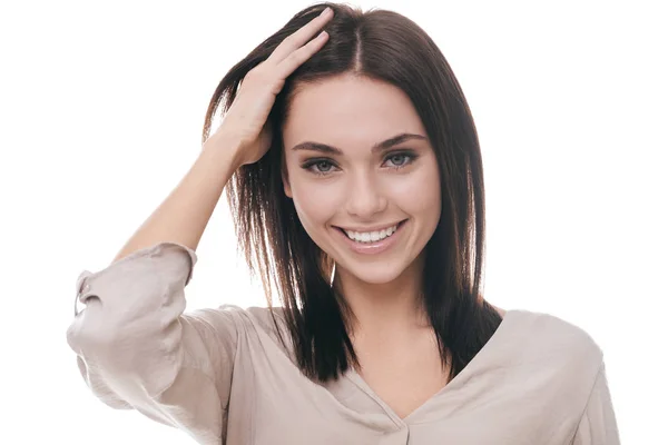 Happy beautiful brunette woman — Stock Photo, Image