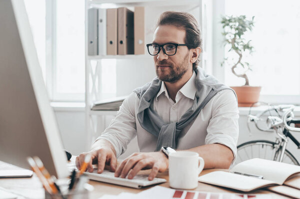 Man sitting on working place