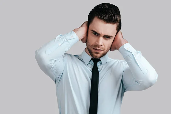 Overworked businessman with headache — Stock Photo, Image