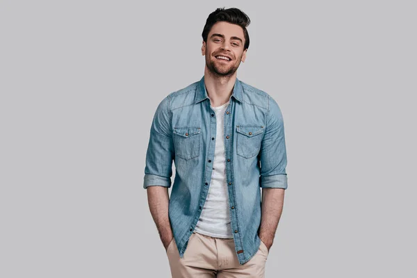 Handsome man in jeans shirt — Stock Photo, Image