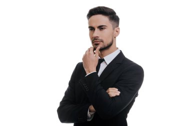 çeneme elini tutarak işadamı