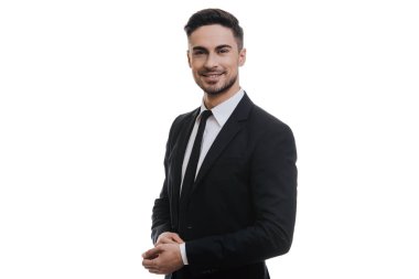 siyah elbiseli yakışıklı işadamı