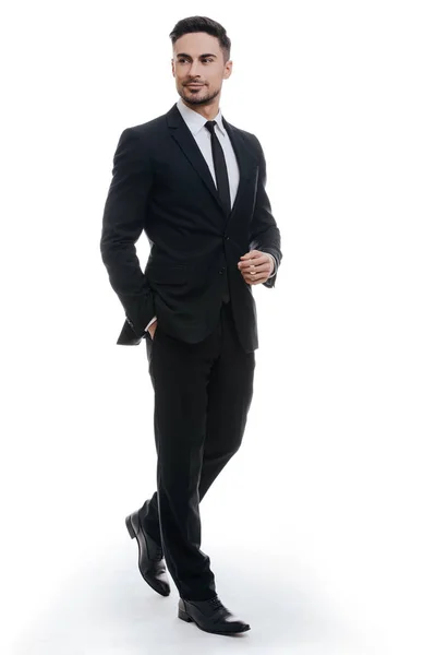 Handsome businessman in black suit — Stock Photo, Image