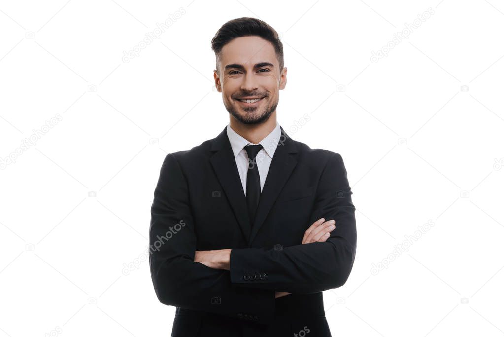 handsome businessman in black suit