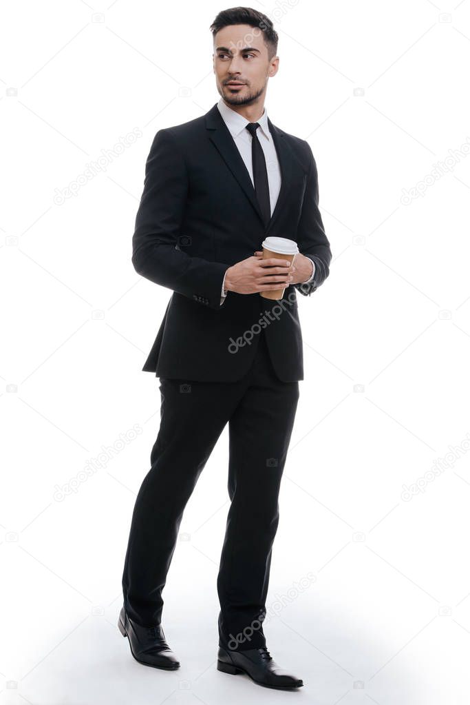 handsome businessman in black suit