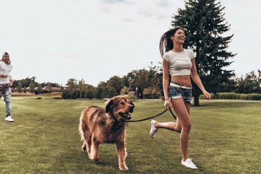 büyük köpek çalışan aşık Çift