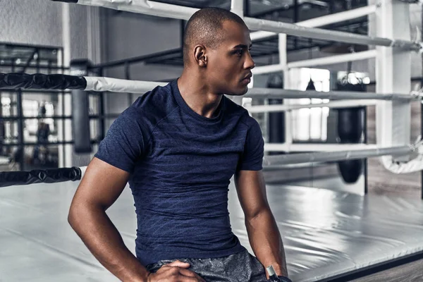 Handsome Masculinity African Man Having Rest Gym — Stock Photo, Image