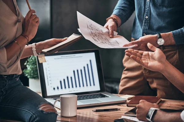 Cropped Image Busy Confident People Having Business Meeting Office — Stock Photo, Image