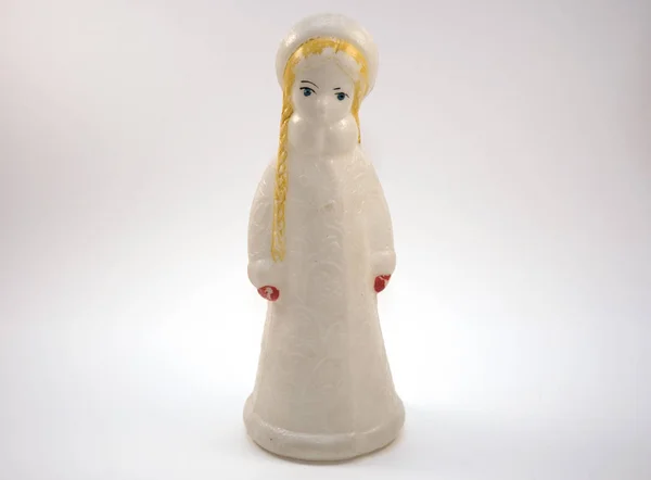 Neige Jeune Fille Sur Fond Blanc Est Symbole Ancien Célébration — Photo