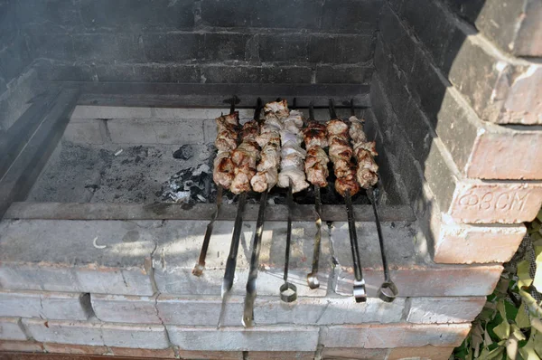 Meat Kebabs Skewers Grill Juicy Fragrant — Stock Photo, Image