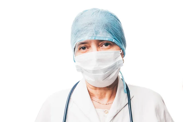 Dokter Met Een Operatiemasker Bereid Een Operatie Beginnen — Stockfoto