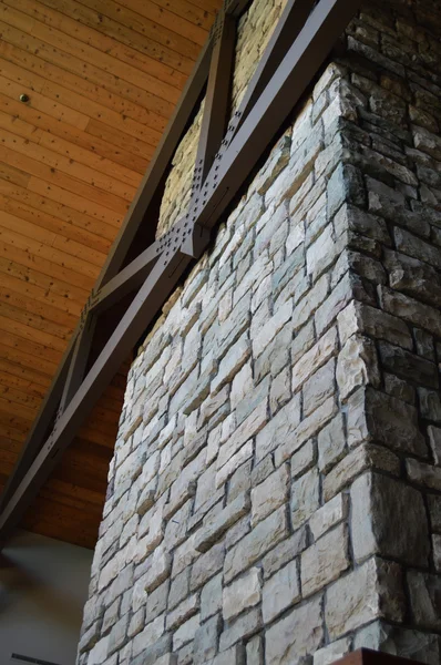 Tall Stone Fireplace — Stock Photo, Image