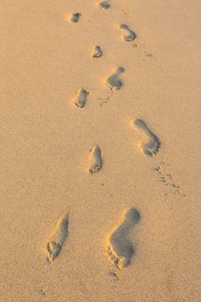 Σύνολο πατημασιές στην άμμο στην παραλία της Χαβάη — Φωτογραφία Αρχείου