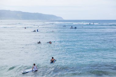 Busy Surf Spot Haleiwa Oahu Hawaii clipart