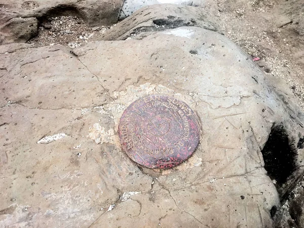 Chinamans Hat Survey Marker — Stock Photo, Image