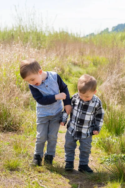 Fratelli che giocano all'aperto — Foto Stock