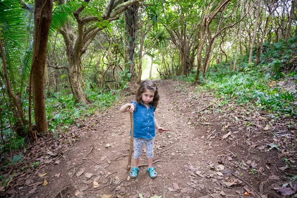 与儿童徒步旅行夏威夷瓦胡岛 — 图库照片