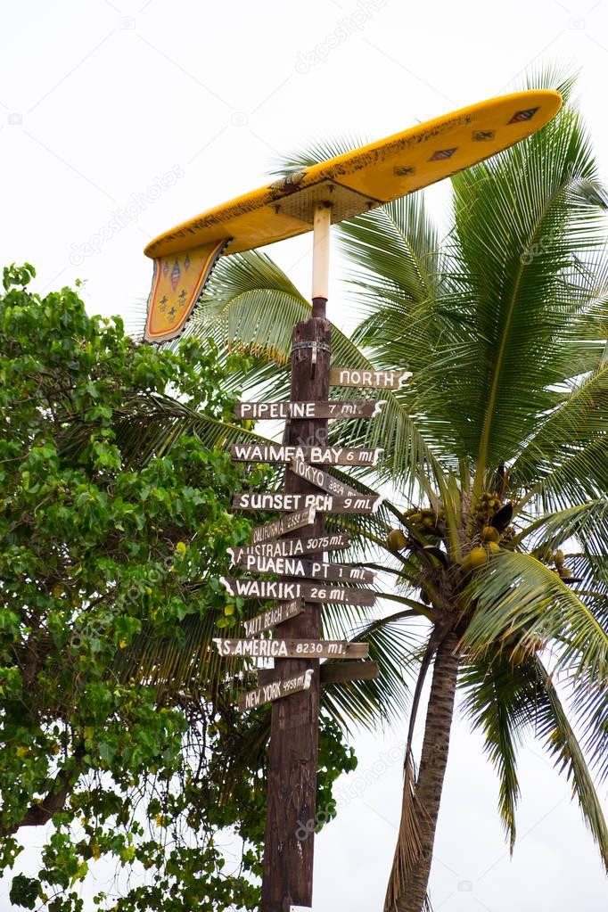 Oahu Hawaii Direction Sign