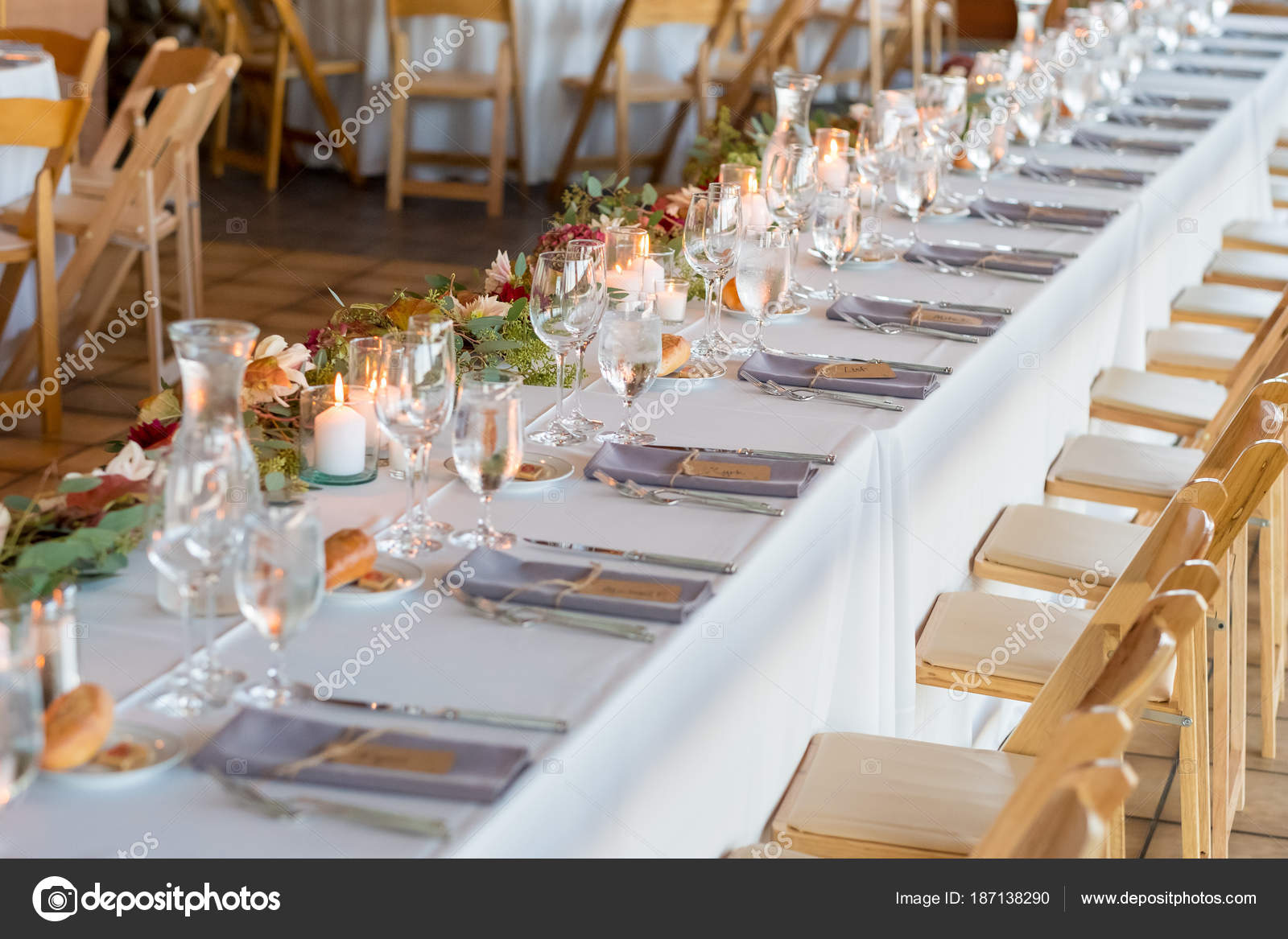 Wedding Reception Table At Winery Wedding Stock Photo
