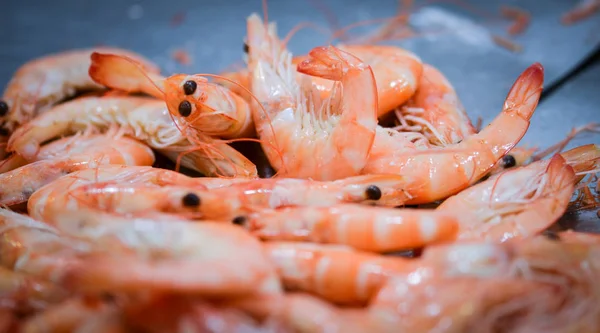 Mezcla Fresca Mariscos Mercado Pescado Pulpo Conchas Ostras Camarones Calamares — Foto de Stock