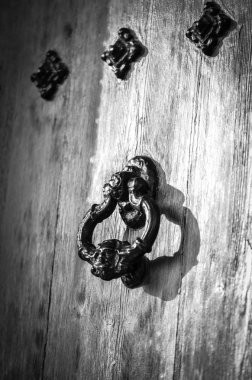 old doors close up view - knobs, design elements, architecture of the ancient doors within the streets of the spanish cities