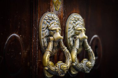 old doors close up view - knobs, design elements, architecture of the ancient doors within the streets of the spanish cities
