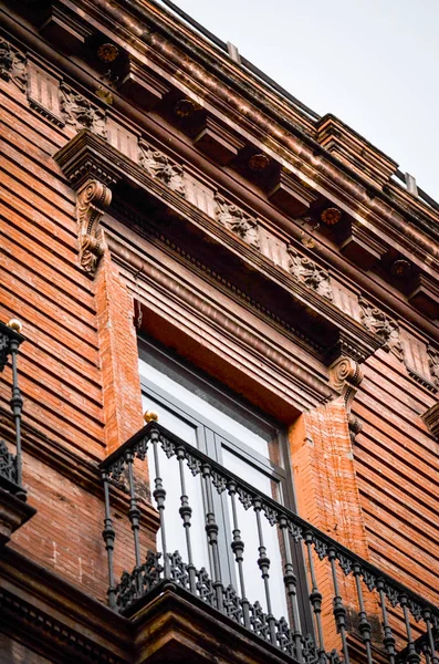 Закрытый Вид Исторические Улицы Испанских Городов Архитектурные Здания Испанский Стиль — стоковое фото