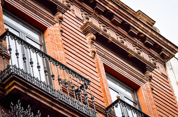 Nahaufnahme Der Historischen Straßen Der Spanischen Städte Architektonische Gebäude Spanischer — Stockfoto