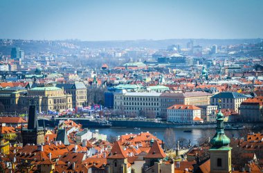 Prag şehrinin panoramik görünüm 