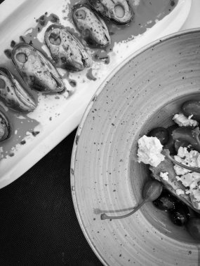 Lezzetli taze marine edilmiş kabuklar.