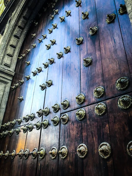Old Doors Close View Historical Streets Spanish Cities — Stock Photo, Image