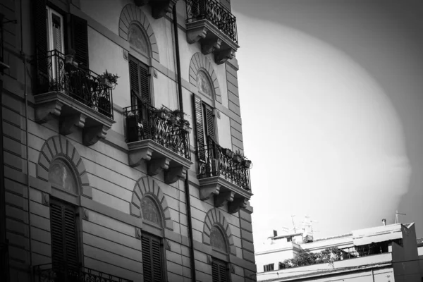 Arhitectural Byggnader Design Historiska Gatorna Palermo Närbild — Stockfoto