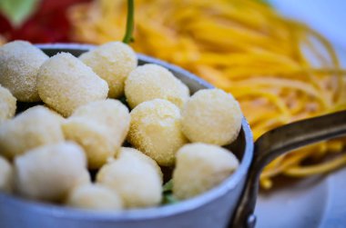 Taze İtalyan makarnası. Yakın çekim.