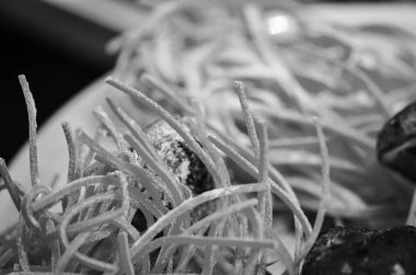 Taze İtalyan makarnası. Yakın çekim.