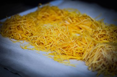 Taze İtalyan makarnası. Yakın çekim.