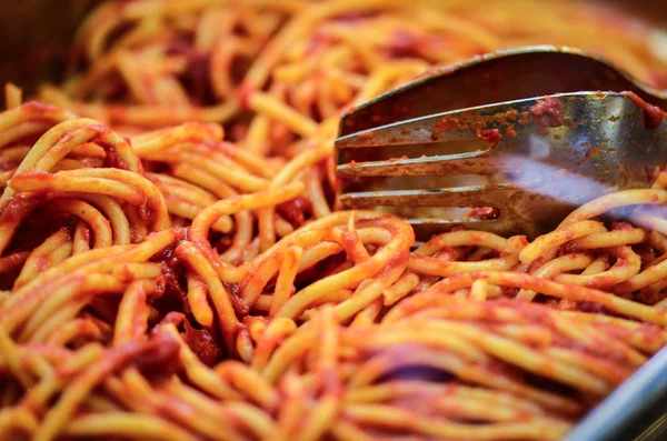 Smakelijke Italiaanse Pasta Schotel Met Verse Zeevruchten Groenten Spaghetti — Stockfoto