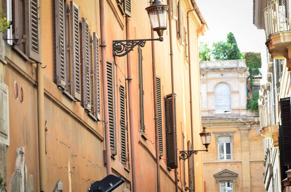 Close up view of the historical streets of Rome