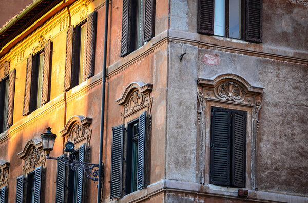 Close up view of the historical streets of Rome