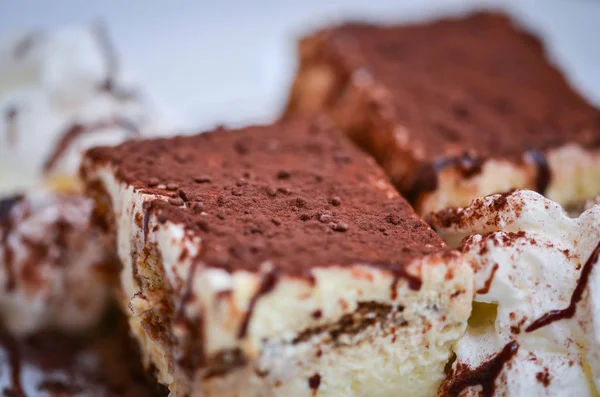 Chutné Italské Tiramisu Jídlo Čerstvými Ingrediencemi — Stock fotografie