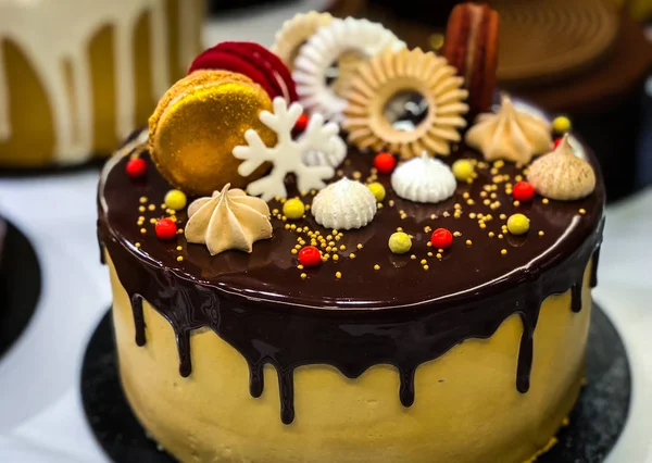Finom Keveréke Mini Sütemények Macaroons Eclairs — Stock Fotó