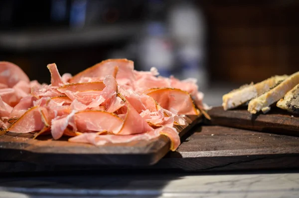 Prosciutto Speck Mortadella Close View — Stock Photo, Image