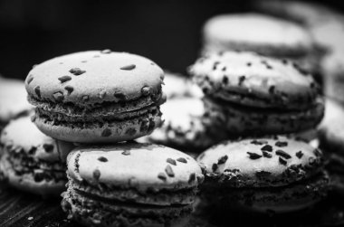 Lezzetli badem kurabiyeleri. Yakın görünüm.