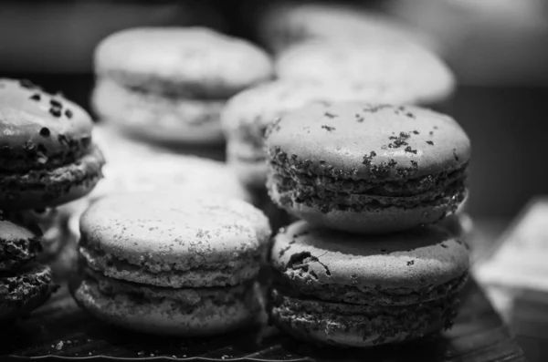 Deliziosi Macaron Mix Vista Vicino — Foto Stock