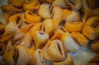 Taze İtalyan makarnası. Yakın çekim. 