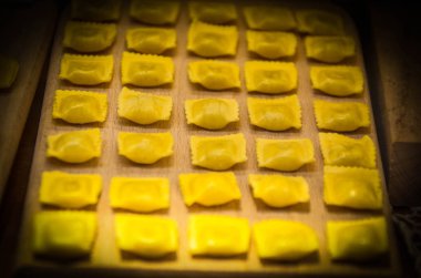 Taze İtalyan makarnası. Yakın çekim. 