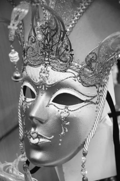 Venetian Mask Close View Carnival Outfit — Stock Photo, Image